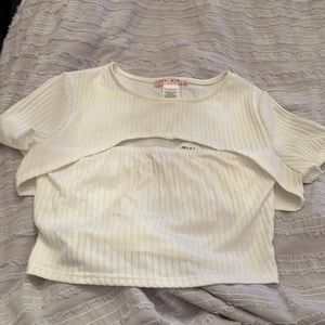 Two piece shirt. Tube top and open front top short sleeve.